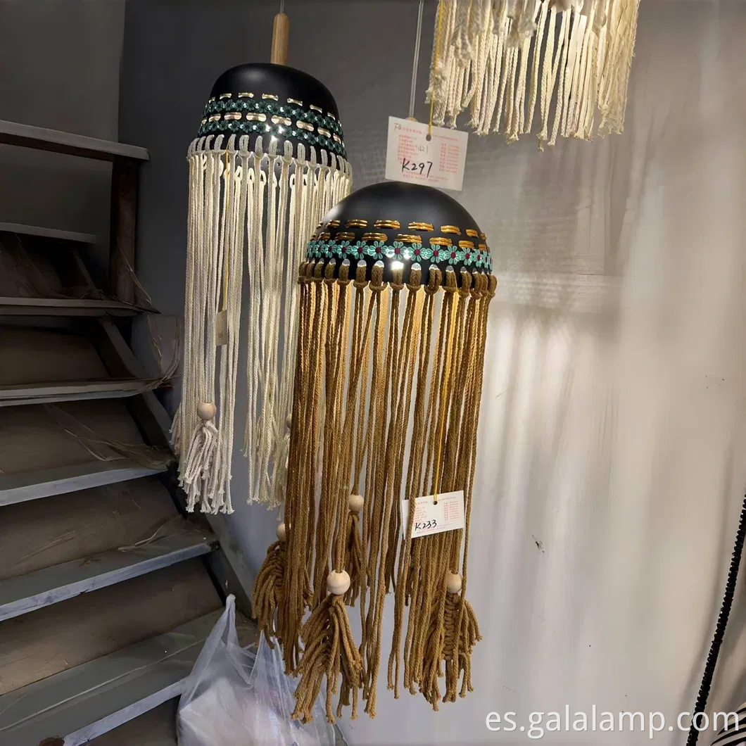 Luz colgante de yute tejido ecológico para decoraciones elegantes del pasillo